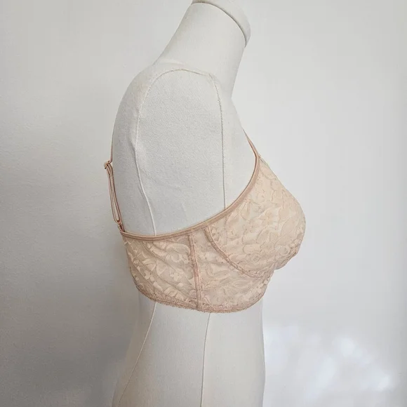 I.N.C. International Concepts Womens Lace Bralette Almond Latte Large Adjustable - Picture 5 of 12